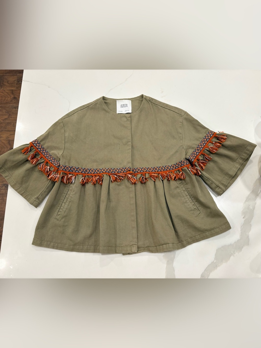 Zara Olive Boho/Festival Swing Jacket Sz Small